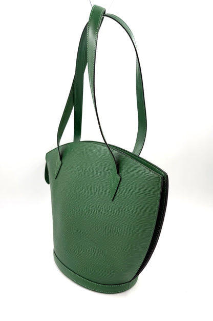 LOUIS VUITTON Saint Jaques Epi grün elegante Designerhandtasche aus strukturiertem Leder mit schmalen Tragegriffen