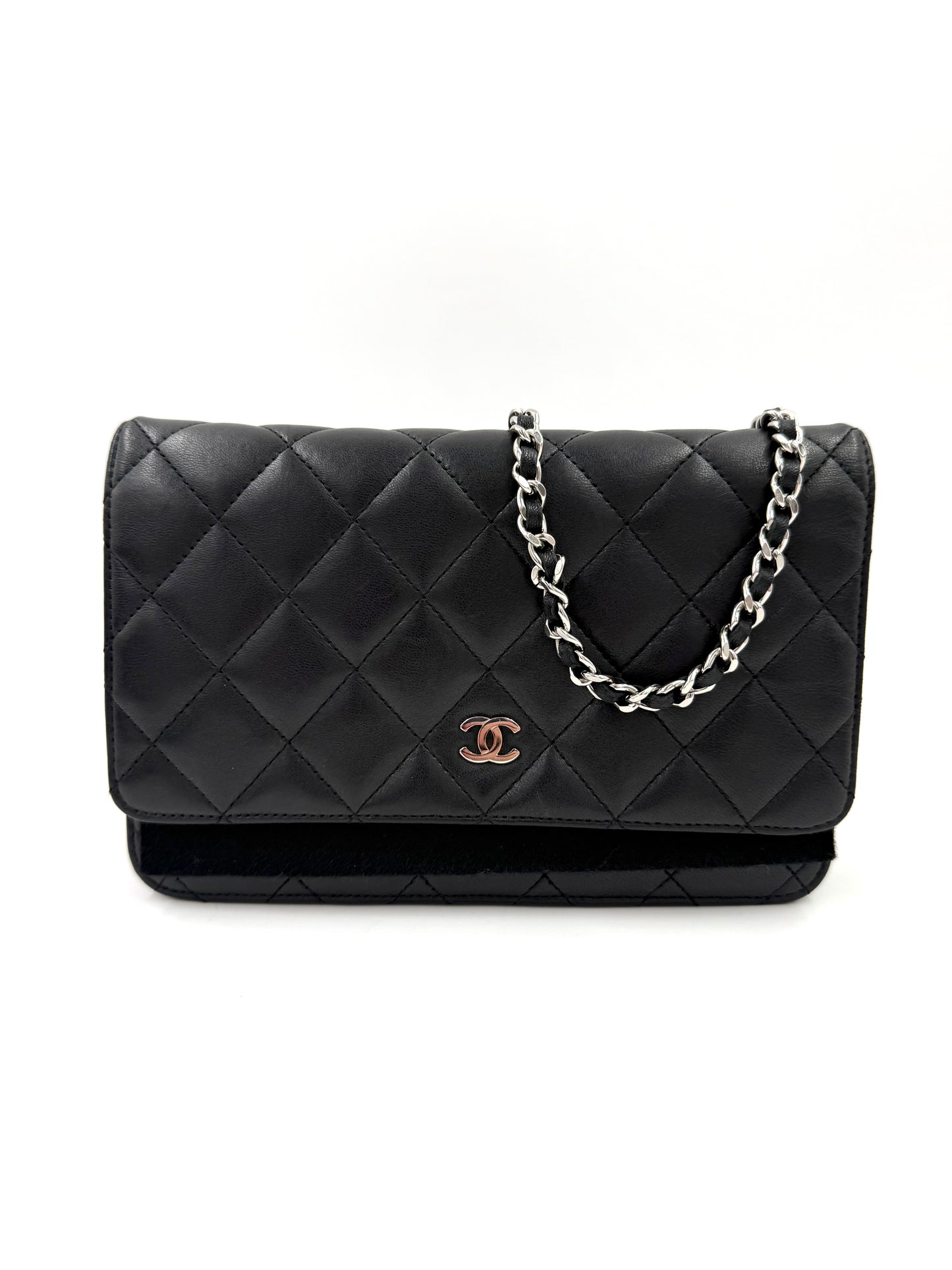 CHANEL Wallet on Chain WoC schwarz Lammleder SHW