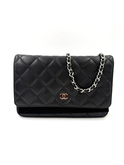 CHANEL Wallet on Chain WoC schwarz Lammleder SHW