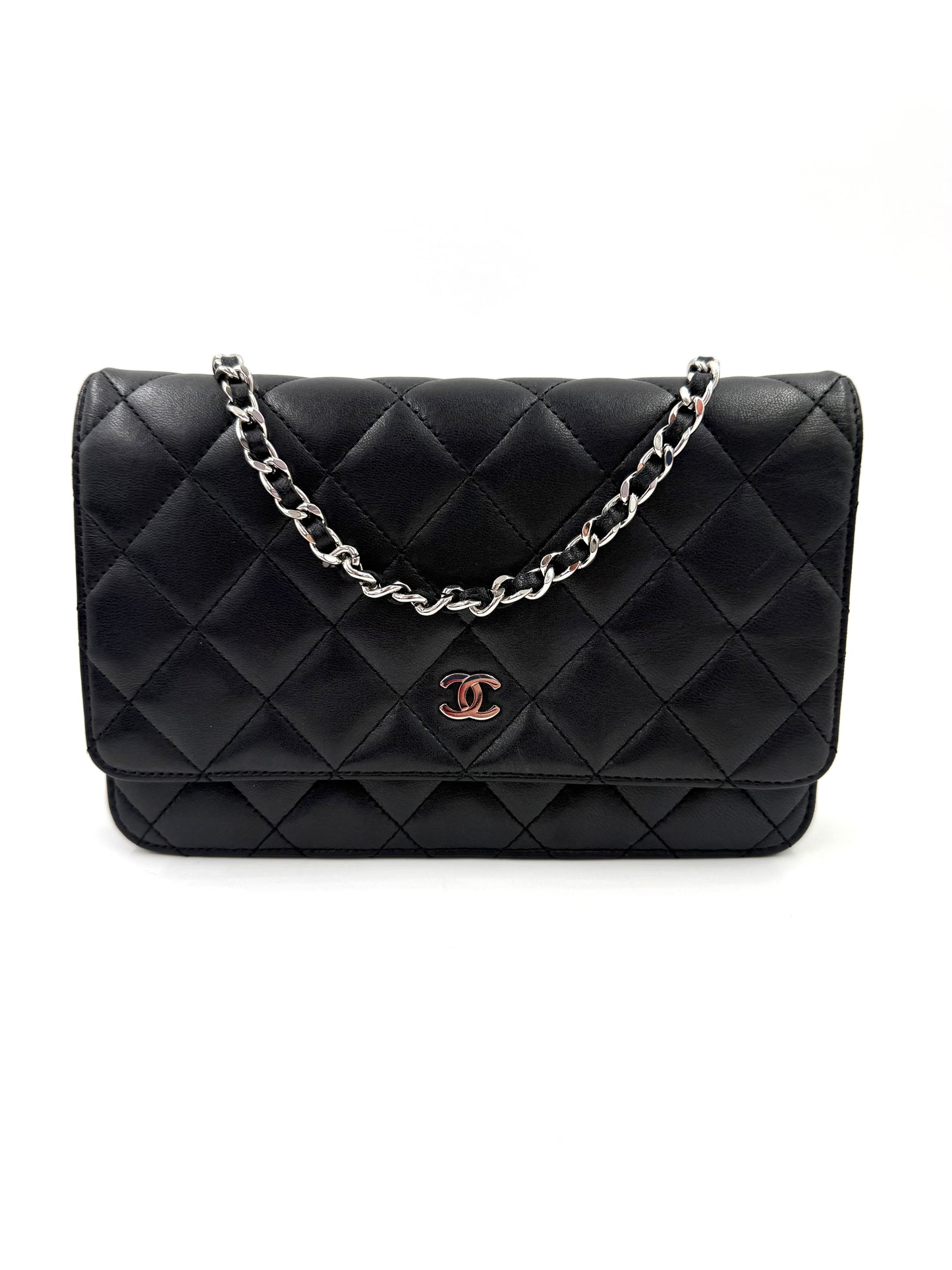 CHANEL Wallet on Chain WoC schwarz Lammleder SHW