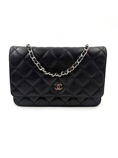 CHANEL Wallet on Chain WoC schwarz Lammleder SHW