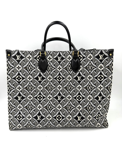 LOUIS VUITTON Onthego GM 1854 Edition große Designerhandtasche mit schwarz-weißem Monogramm und Ledergriffen