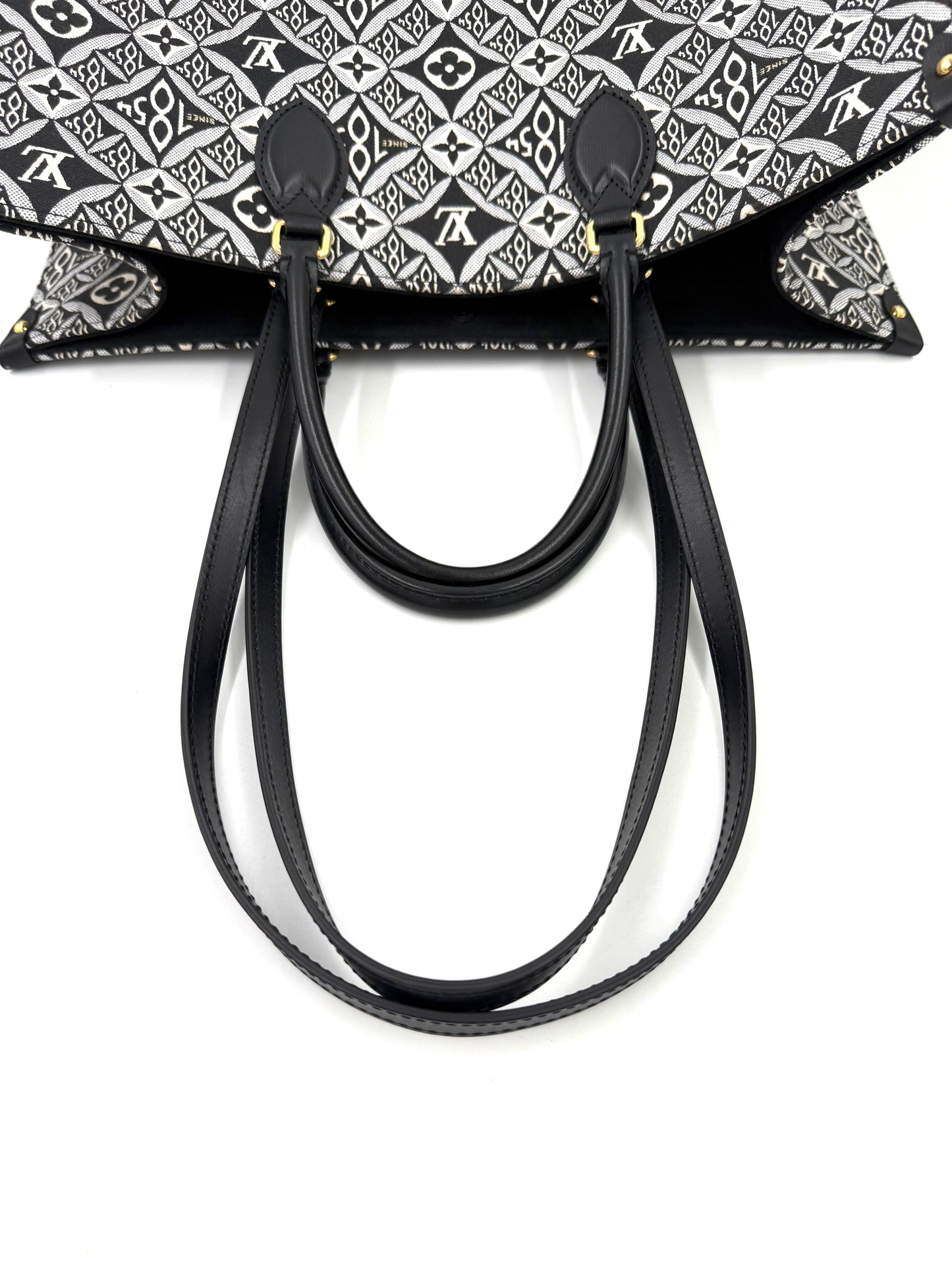 LOUIS VUITTON Onthego GM 1854 Edition große Designerhandtasche mit schwarz-weißem Monogramm und schwarzen Ledergriffen