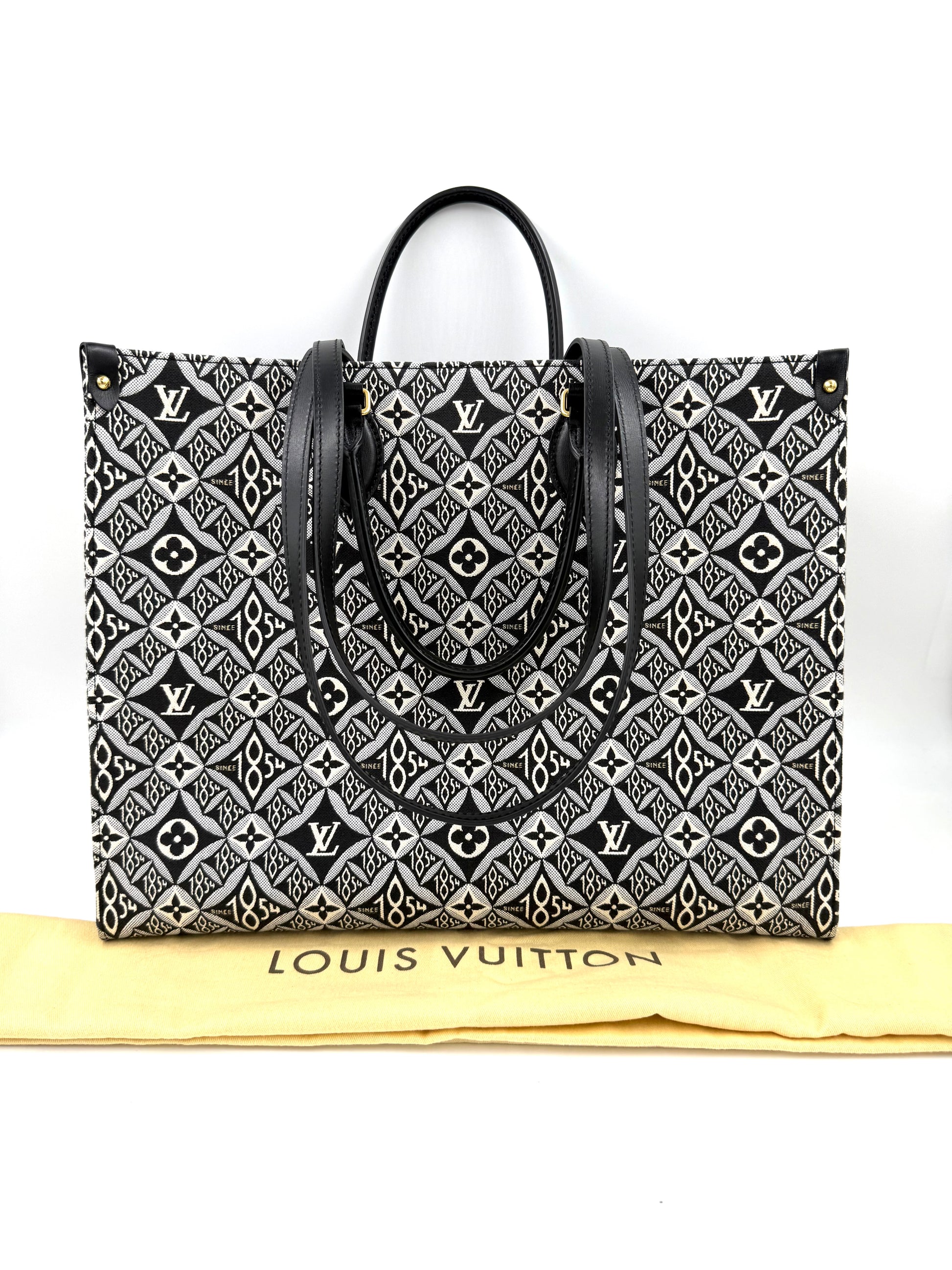 LOUIS VUITTON Onthego GM 1854 Edition große Designerhandtasche mit schwarz-weißem 1854-Monogramm und ledernen Tragegriffen
