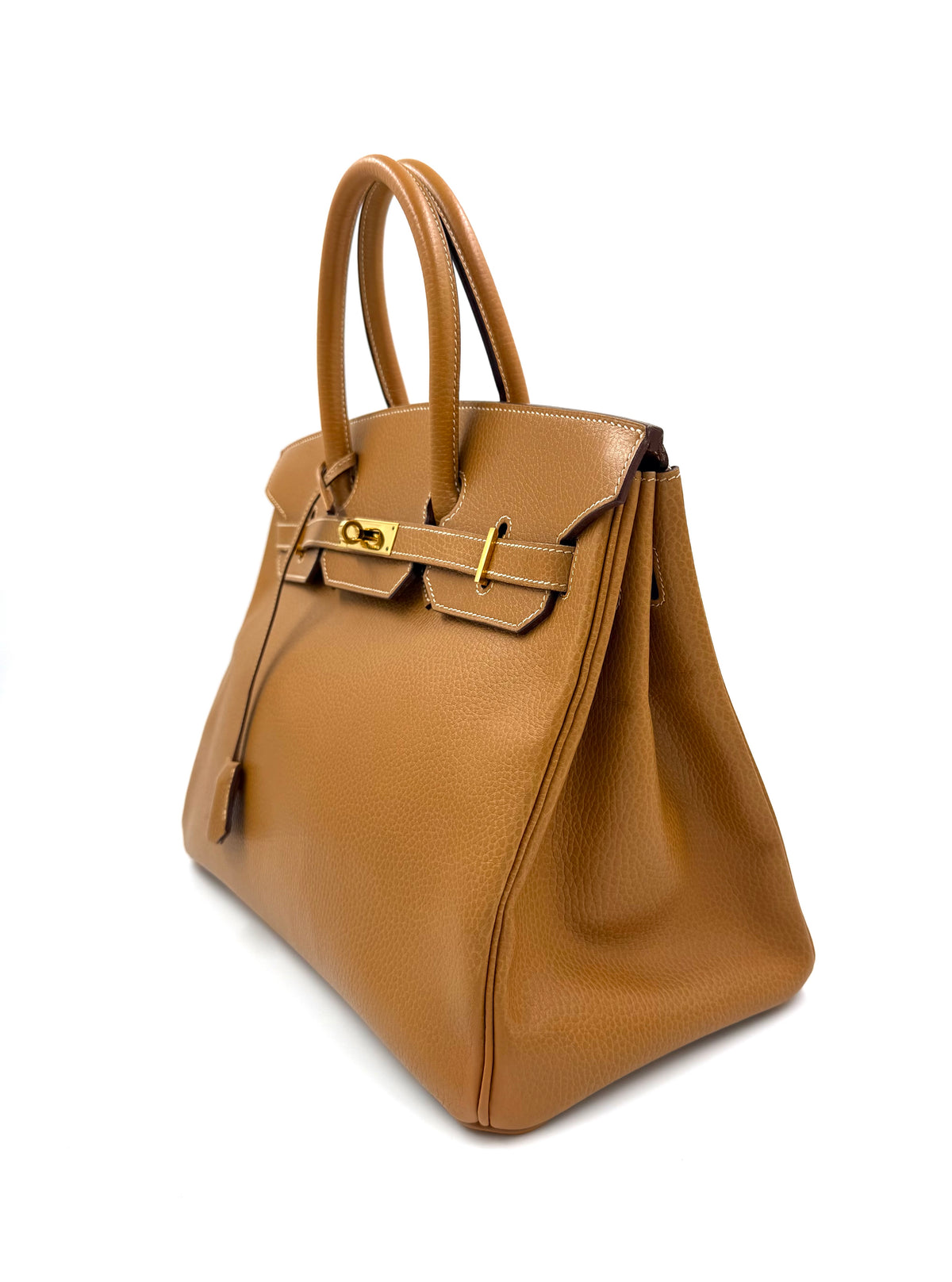 HERMÈS Birkin 35 Ardennes Gold GHW, braune Designerhandtasche mit goldfarbenen Beschlägen