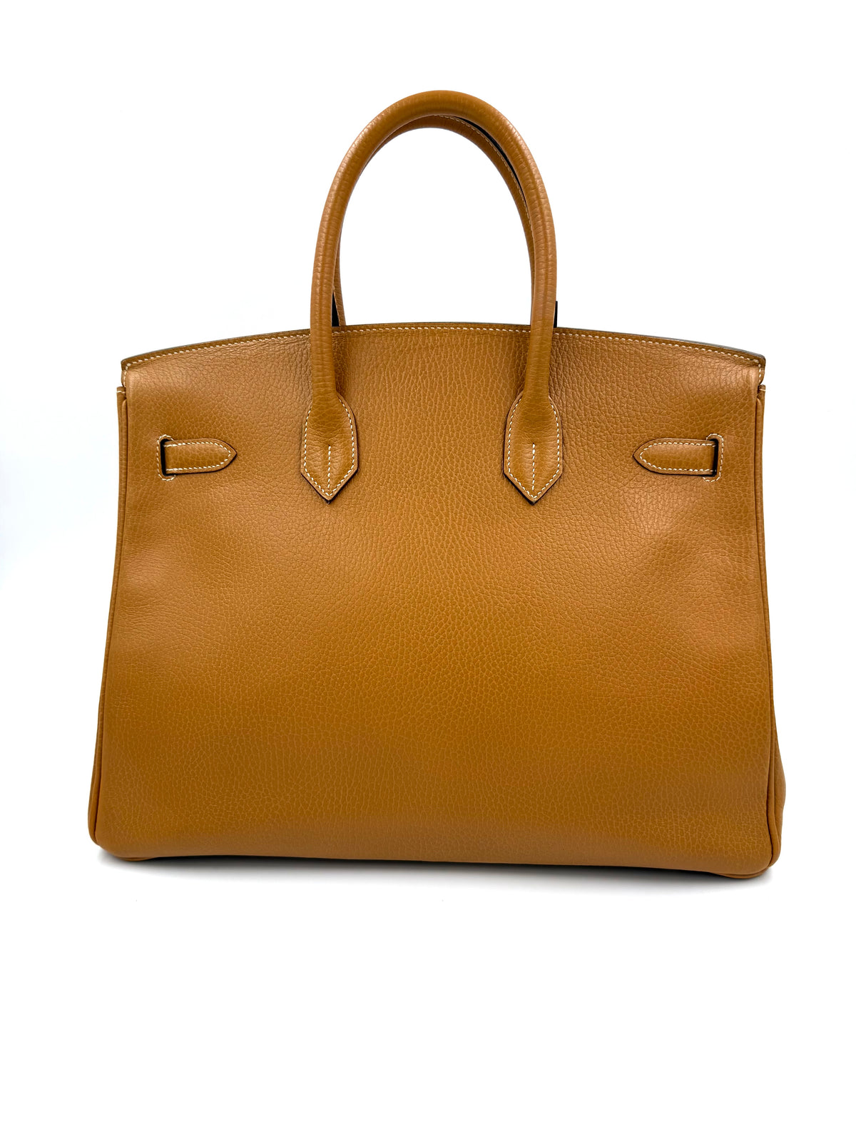 HERMÈS Birkin 35 Ardennes Gold GHW in Gold mit zwei Henkeln und strukturierter Lederoberfläche