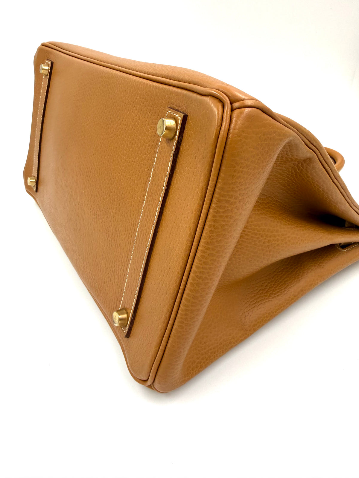 HERMÈS Birkin 35 Ardennes Gold GHW, goldbraune Designerhandtasche mit goldfarbenen Beschlägen
