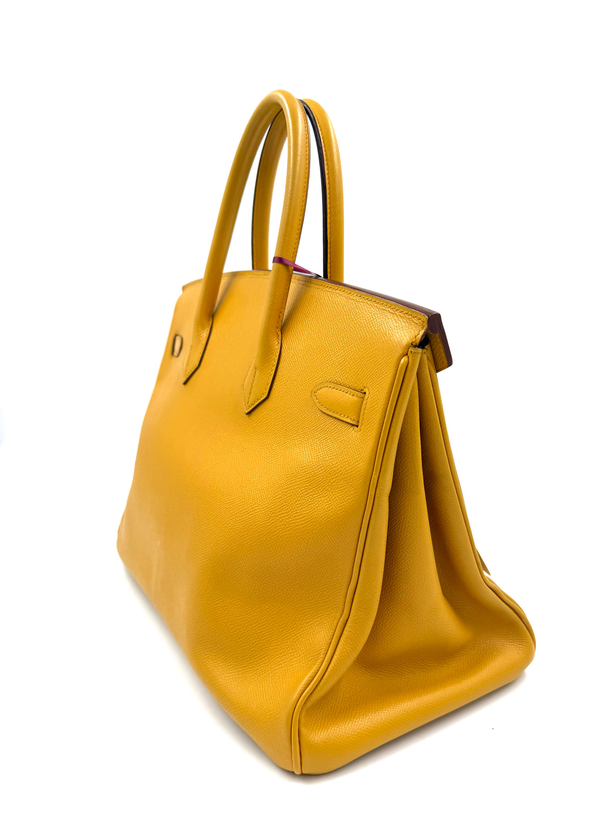 HERMÈS Birkin 35 Courchevel Gelb GHW gelbe Designerhandtasche aus zweiter Hand