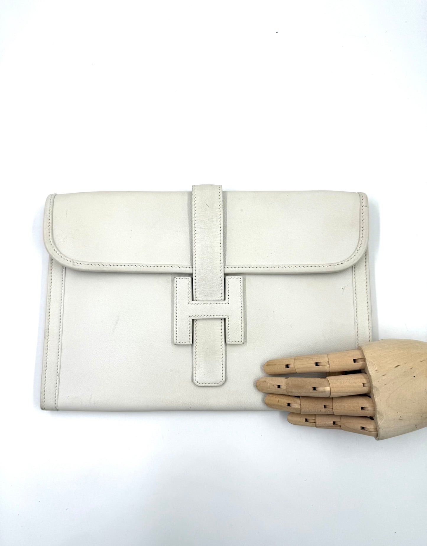 HERMÈS Jige Clutch creme