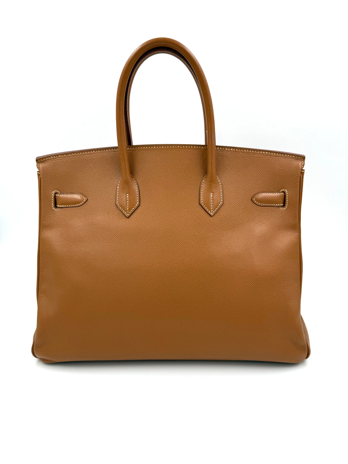 HERMÈS Birkin 35 Courchevel Gold GHW, braune Designerhandtasche aus Leder mit zwei Tragegriffen