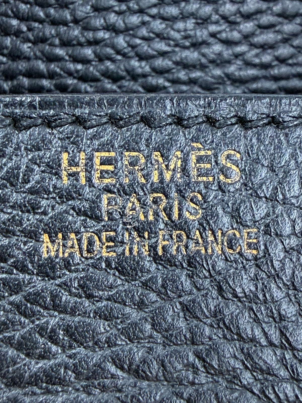 HERMÈS Birkin 35 Ardennes schwarz GHW mit goldener HERMÈS Paris Made in France Prägung