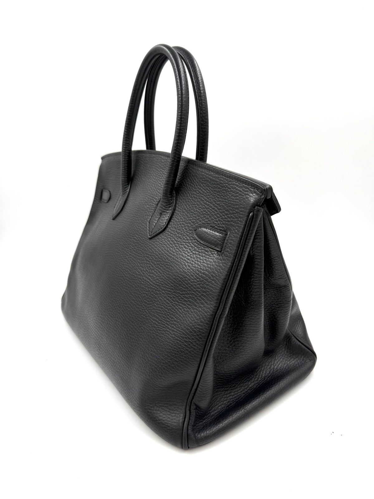 HERMÈS Birkin 35 Ardennes schwarz GHW schwarze Handtasche mit zwei Henkeln