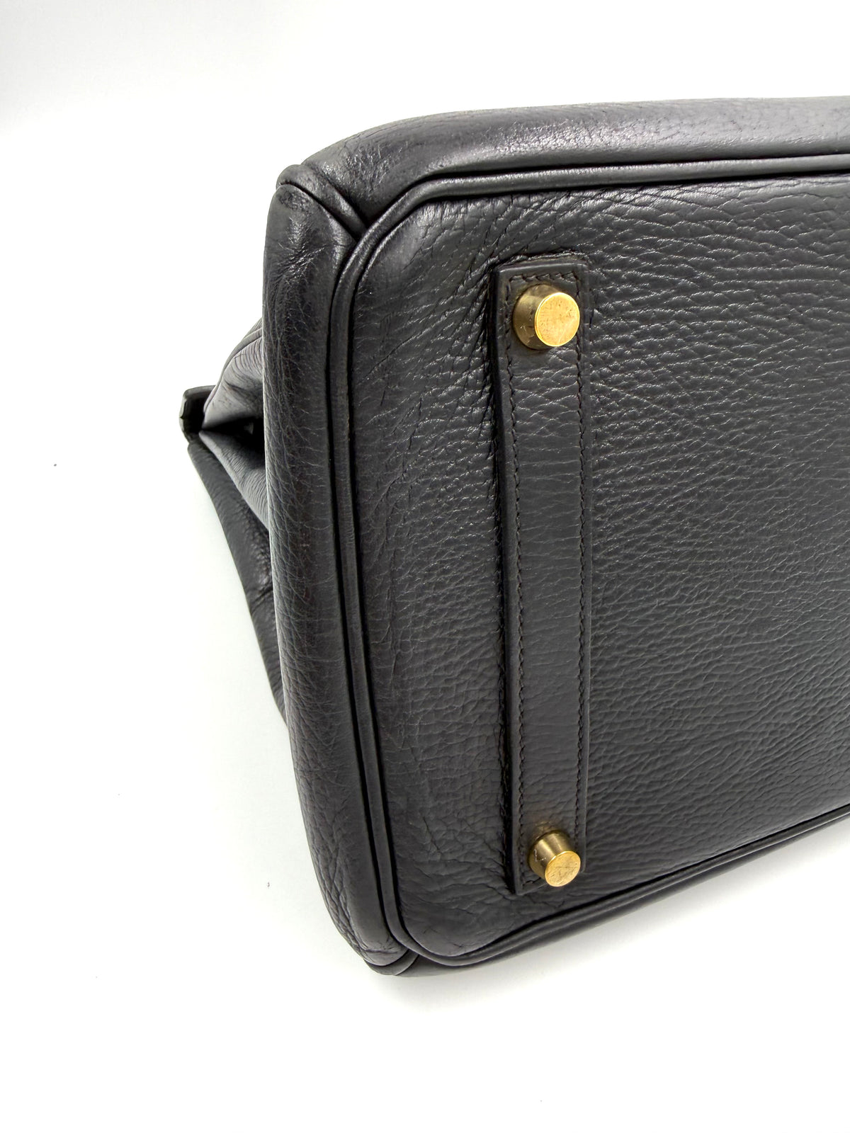 HERMÈS Birkin 35 Ardennes schwarz GHW, schwarze Designerhandtasche aus Leder mit goldfarbenen Beschlägen