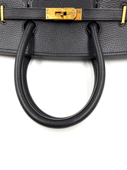 HERMÈS Birkin 35 Ardennes schwarz GHW mit schwarzen Henkeln und goldfarbenem Schloss