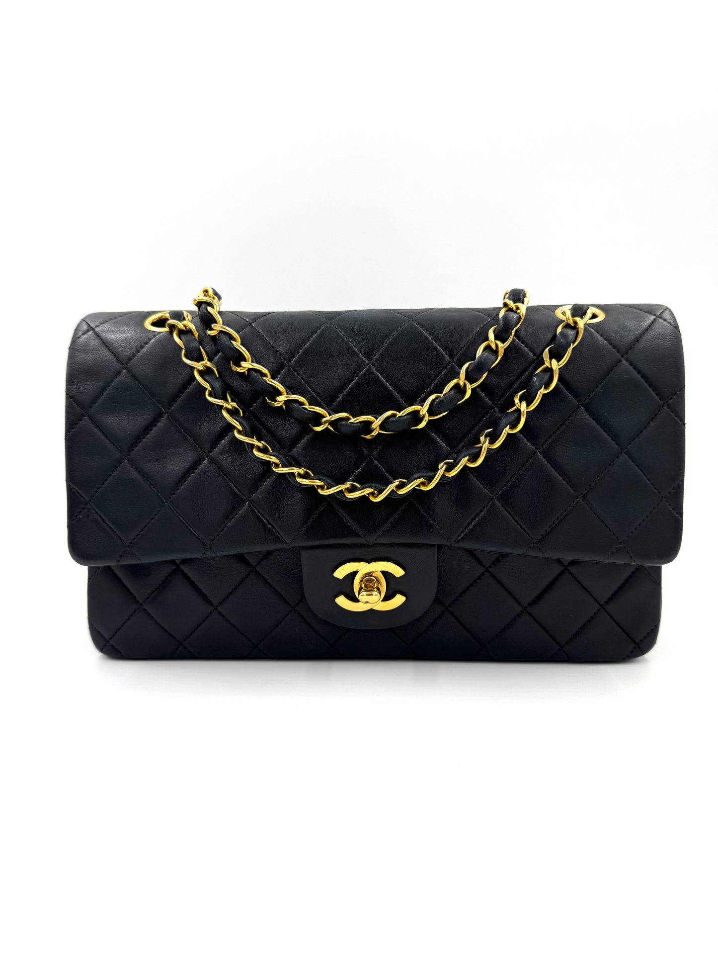CHANEL Timeless Double Flap medium Lammleder schwarz GHW