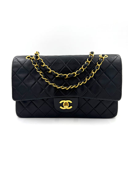 CHANEL Timeless Double Flap medium Lammleder schwarz GHW
