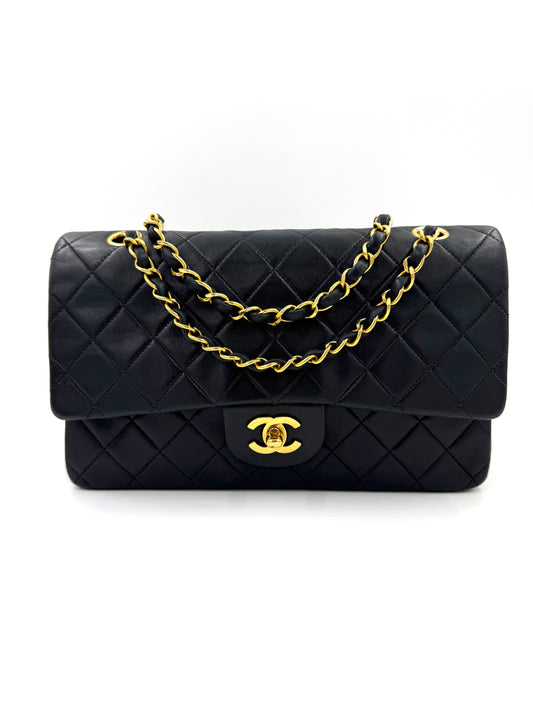 CHANEL Timeless Double Flap medium Lammleder schwarz GHW