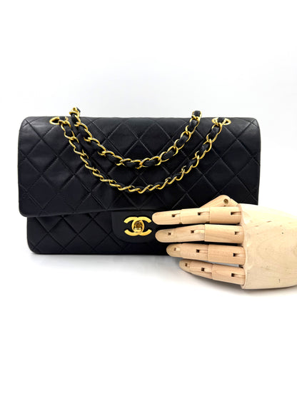 CHANEL Timeless Double Flap medium Lammleder schwarz GHW