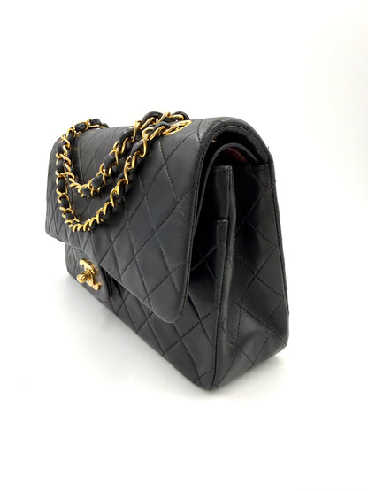 CHANEL Timeless Double Flap medium Lammleder schwarz GHW