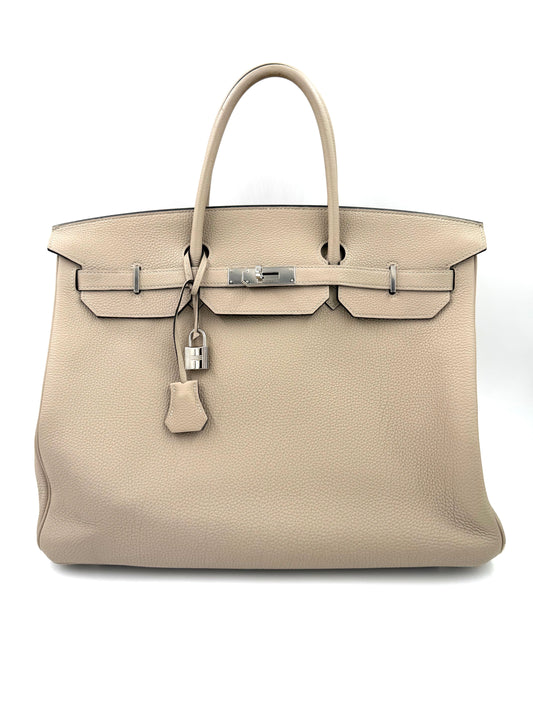 HERMÈS Birkin 40 Togo Gris Tourterelle PHW