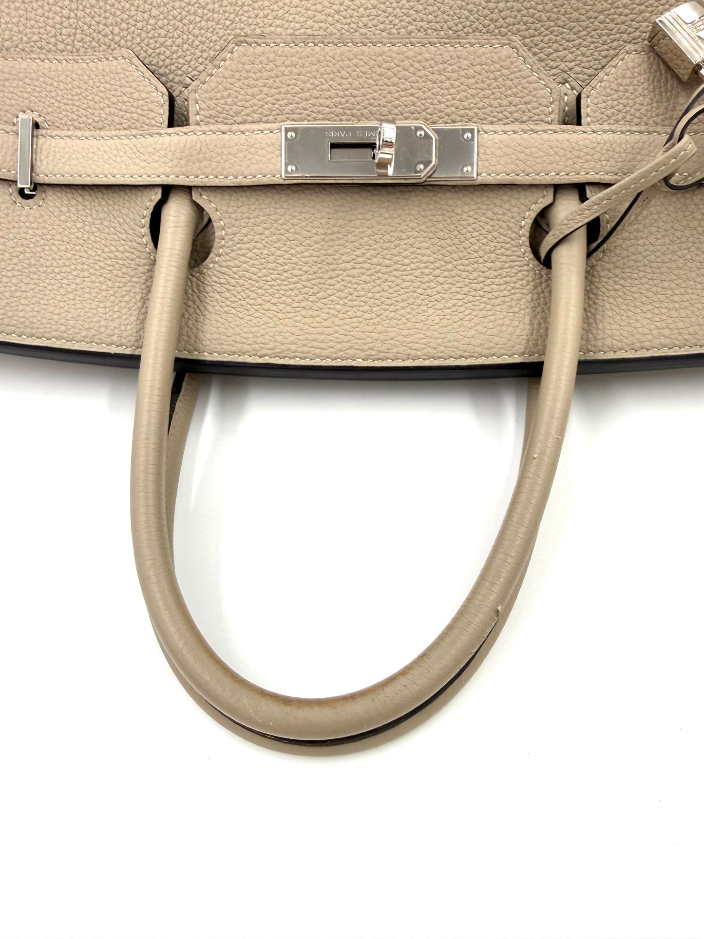 Hochwertige HERMÈS Birkin 40 Togo Gris Tourterelle PHW Designer Handtasche in elegantem Grau mit silberner Beschlägen