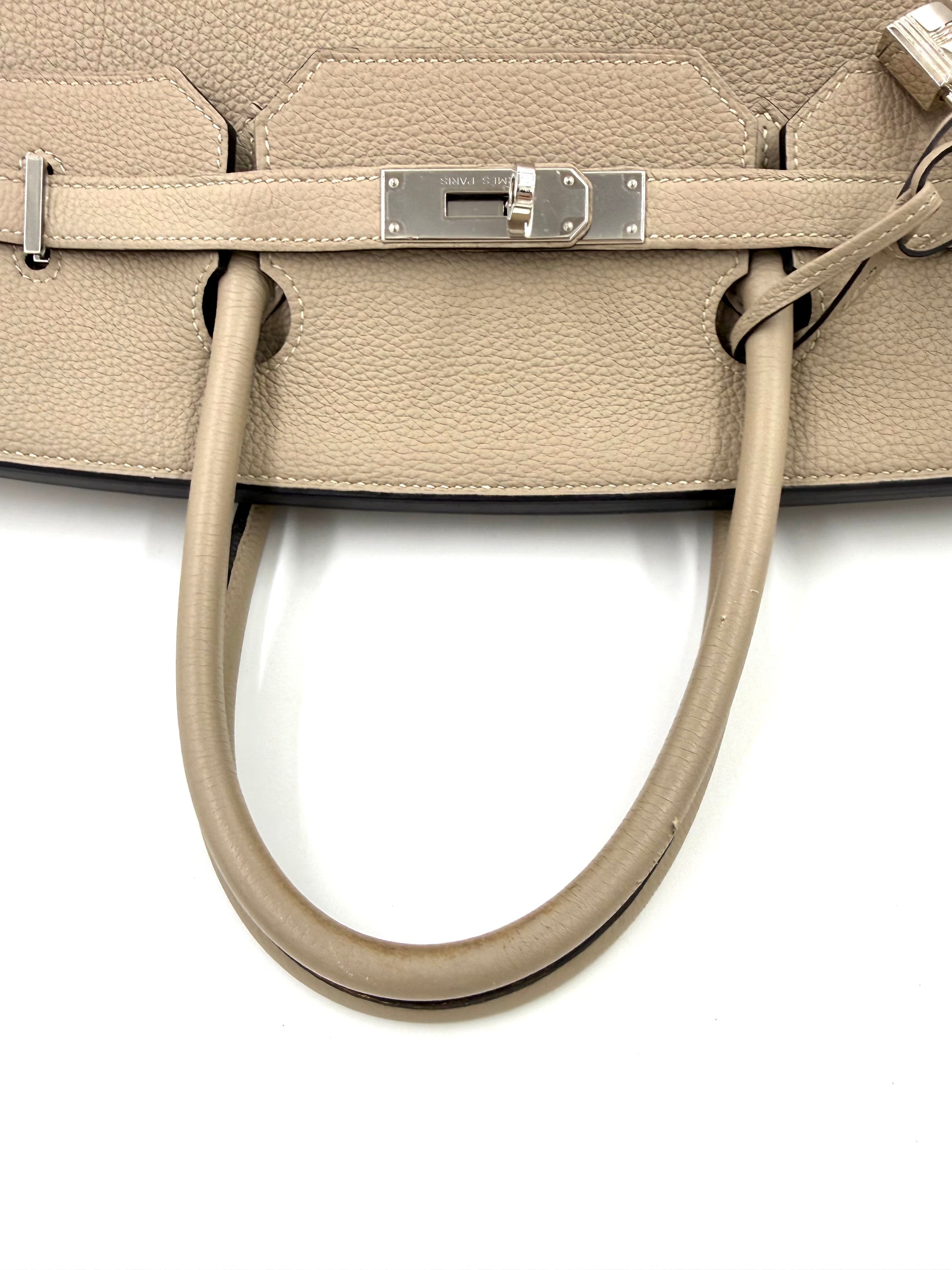 Hochwertige HERMÈS Birkin 40 Togo Gris Tourterelle PHW Designer Handtasche in elegantem Grau mit silberner Beschlägen