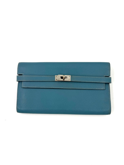HERMÈS Kelly Long Wallet blau PHW