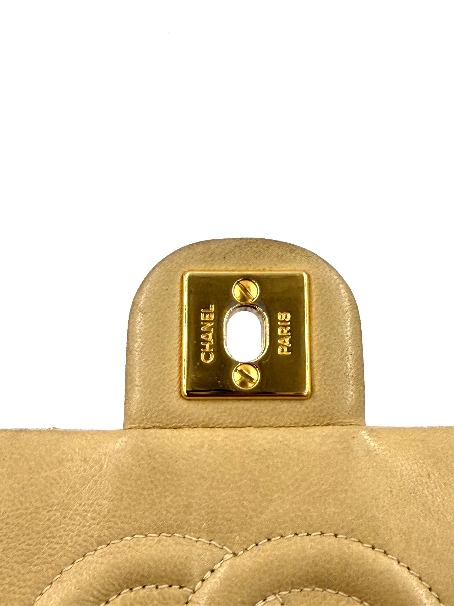 CHANEL Timeless Single Flap Square small beige GHW