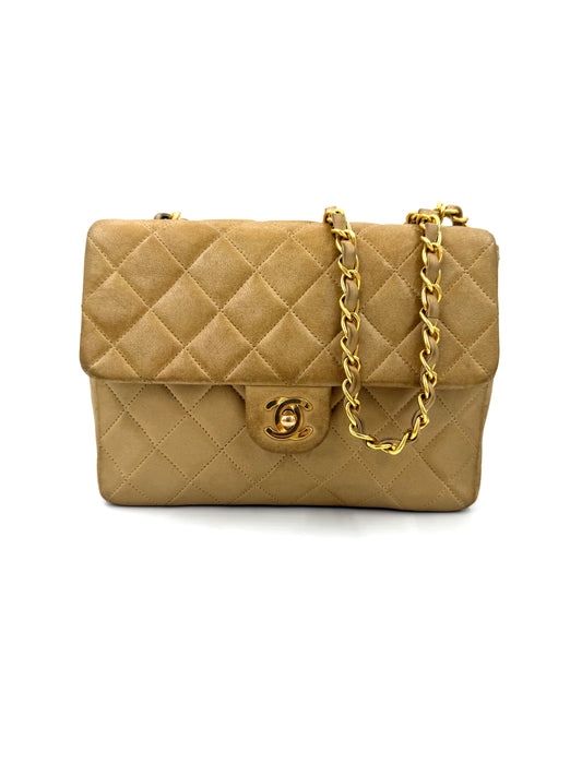 CHANEL Timeless Single Flap Square small beige GHW