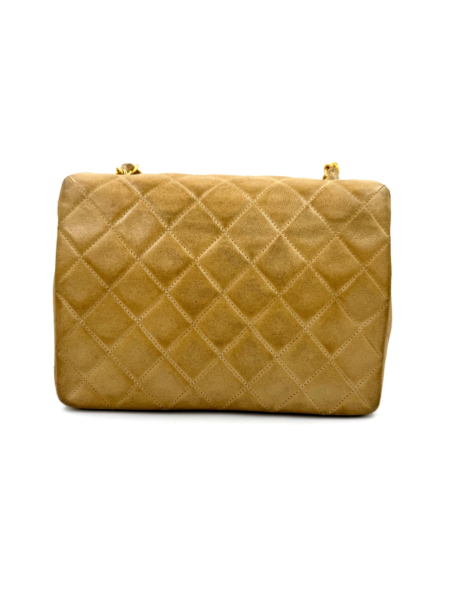 CHANEL Timeless Single Flap Square small beige GHW