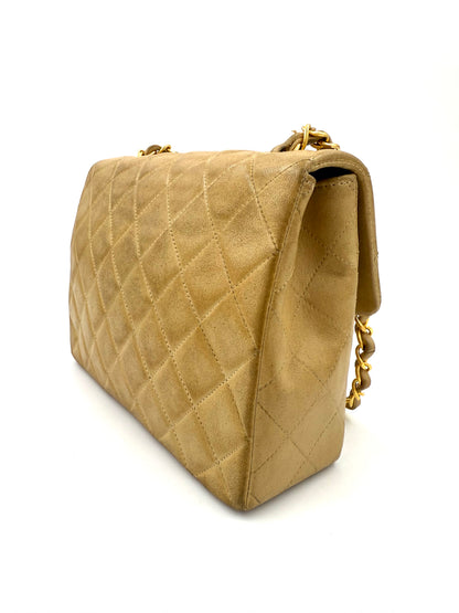 CHANEL Timeless Single Flap Square small beige GHW