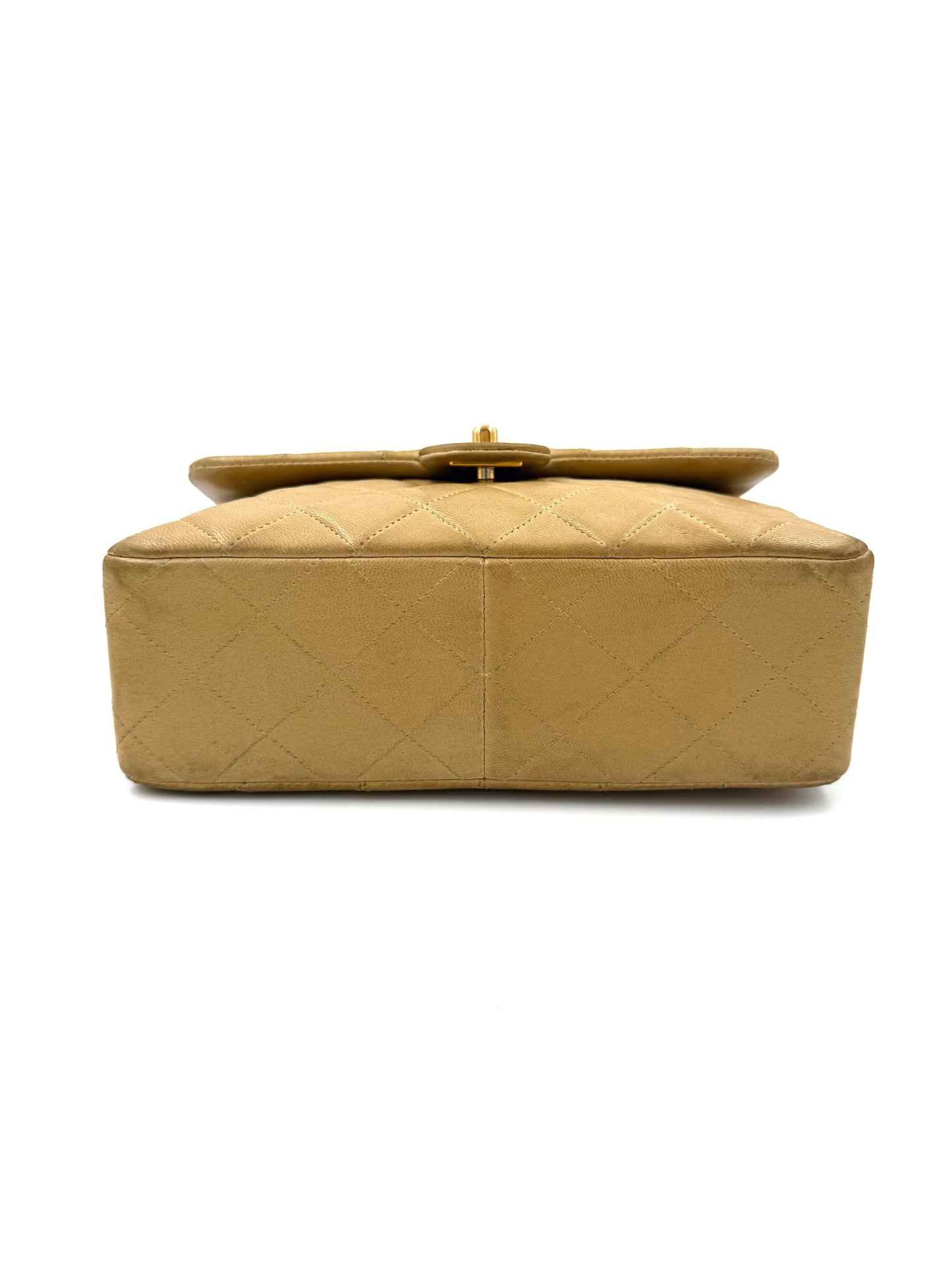 CHANEL Timeless Single Flap Square small beige GHW