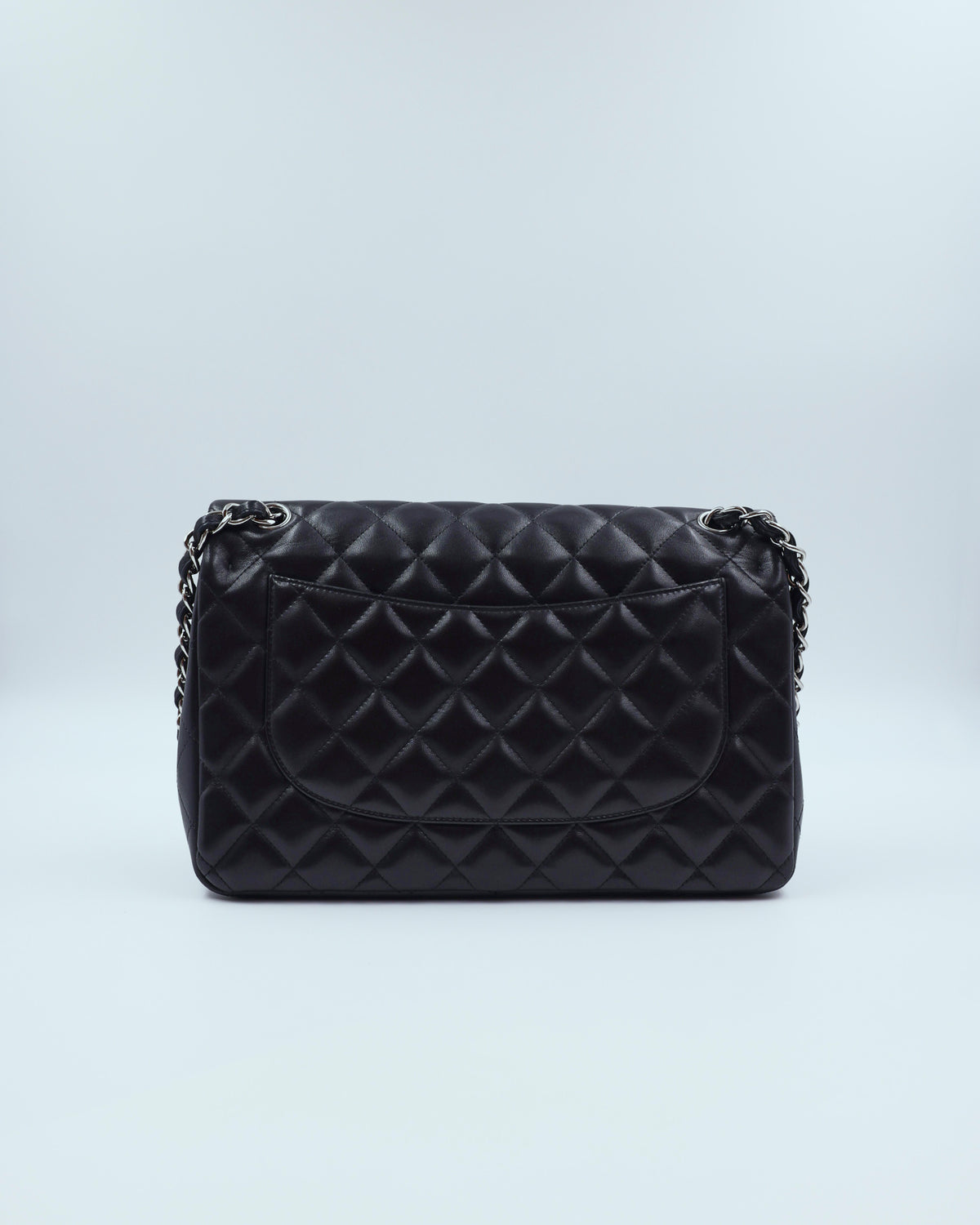 CHANEL Timeless Double Flap Jumbo schwarz SHW schwarze gesteppte Designerhandtasche aus zweiter Hand