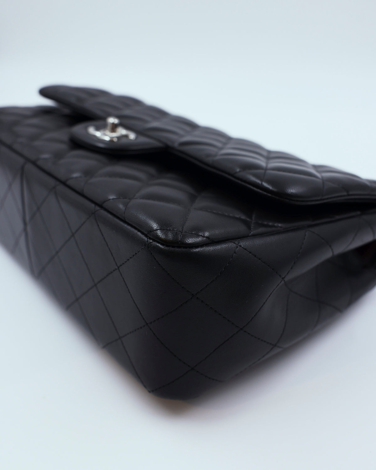 CHANEL Timeless Double Flap Jumbo schwarz SHW schwarze gesteppte Designerhandtasche mit silberfarbenem Verschluss