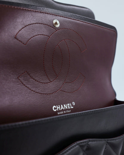 CHANEL Timeless Double Flap Jumbo schwarz SHW authentische Designerhandtasche aus zweiter Hand