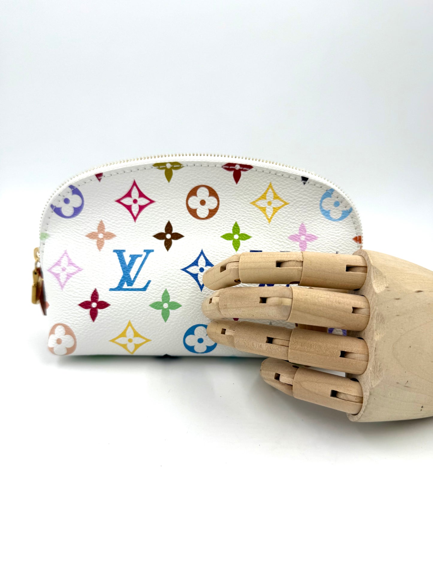 LOUIS VUITTON Pochette Cosmetique Multicolor x Murakami Designer Kosmetiktasche mit buntem Monogramm-Print second hand
