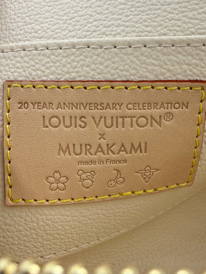 Innenlederetikett der LOUIS VUITTON Pochette Cosmetique Multicolor x Murakami in Beige mit Jubiläumsprägung Frankreich