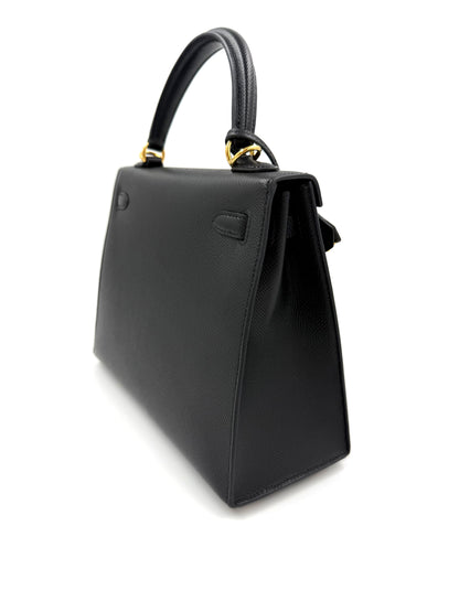 HERMÈS Kelly 25 Epsom Schwarz GHW