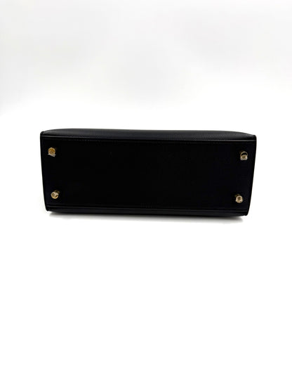 HERMÈS Kelly 25 Epsom Schwarz GHW