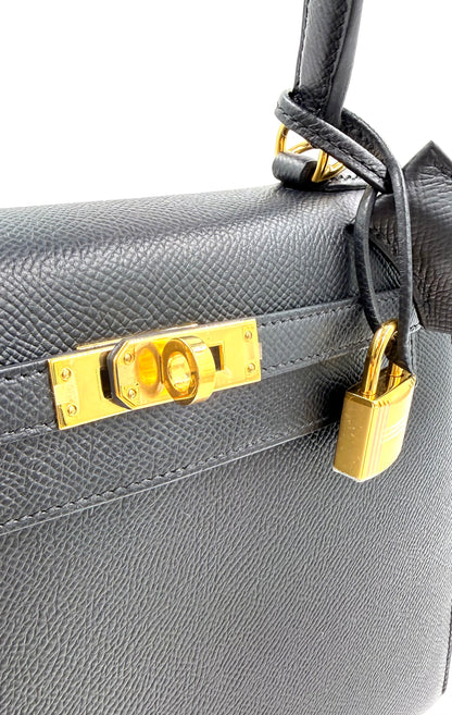 HERMÈS Kelly 25 Epsom Schwarz GHW