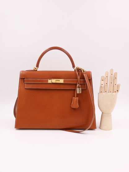 HERMÈS Kelly 32 cognac GHW