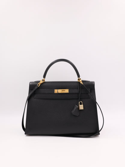 HERMÈS Kelly 32 schwarz GHW