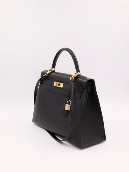 HERMÈS Kelly 32 schwarz GHW