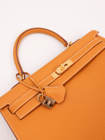 HERMÈS Kelly 35 senfgelb GHW