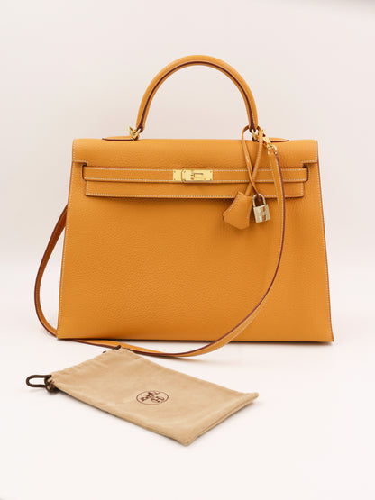 HERMÈS Kelly 35 senfgelb GHW