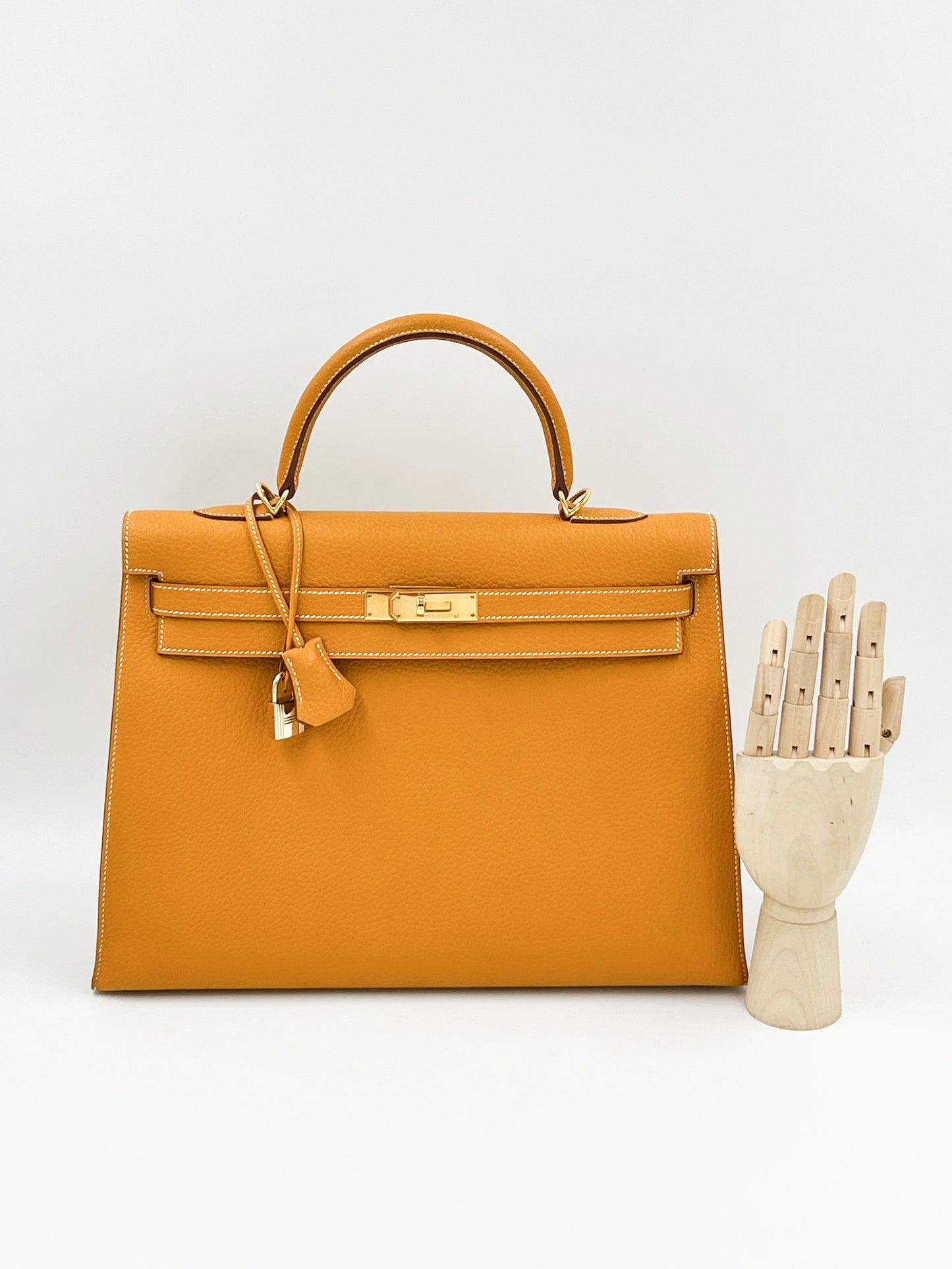 HERMÈS Kelly 35 senfgelb GHW