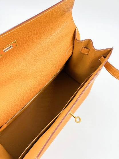 HERMÈS Kelly 35 senfgelb GHW