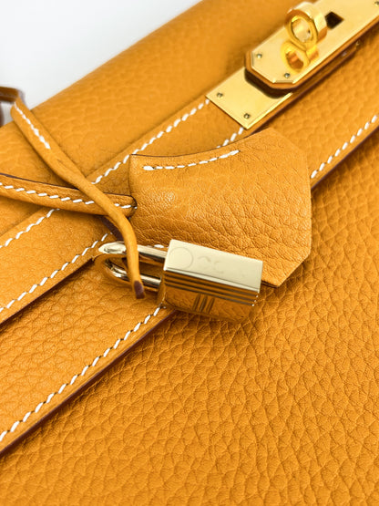 HERMÈS Kelly 35 senfgelb GHW
