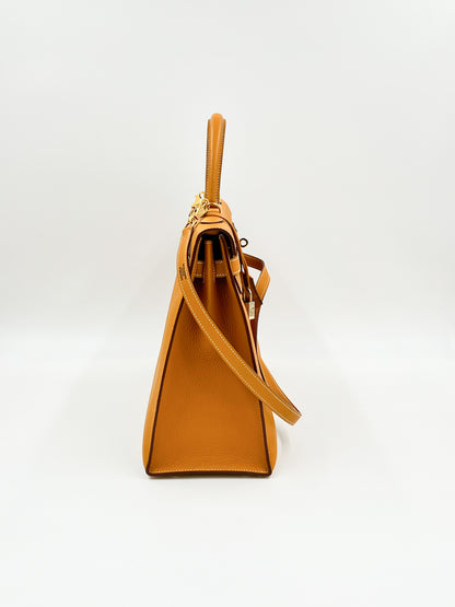 HERMÈS Kelly 35 senfgelb GHW