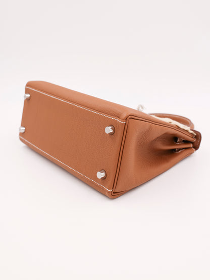 HERMÈS Kelly 25 Retourne Togo Gold PHW